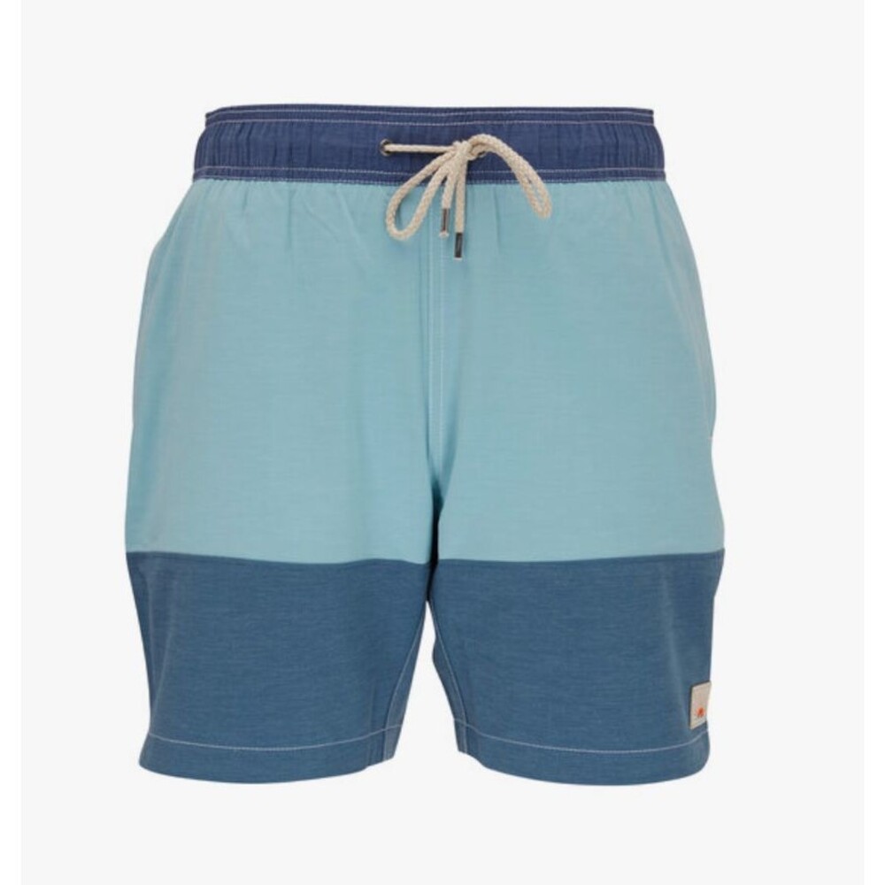 Faherty Brand Beacon Jade & Navy Blue Colorblock Swim Trunks